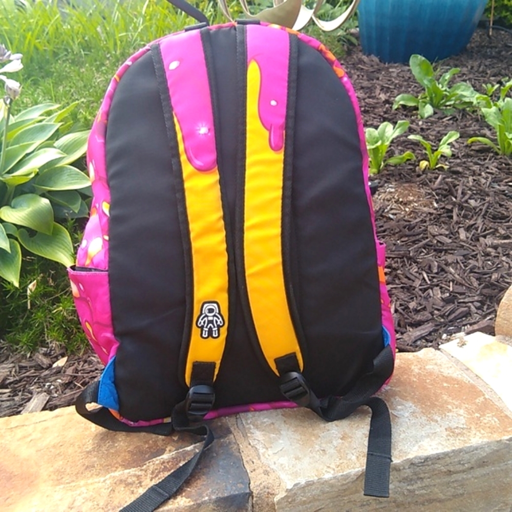Space Junk Pink Donut Oversized Backpack EUC - Picture 2 of 4